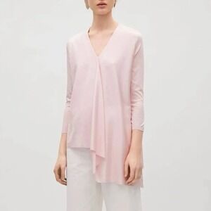 COS Pink Cotton Asymmetric Hem Tunic Top Size S Lagenlook Minimalist Artsy